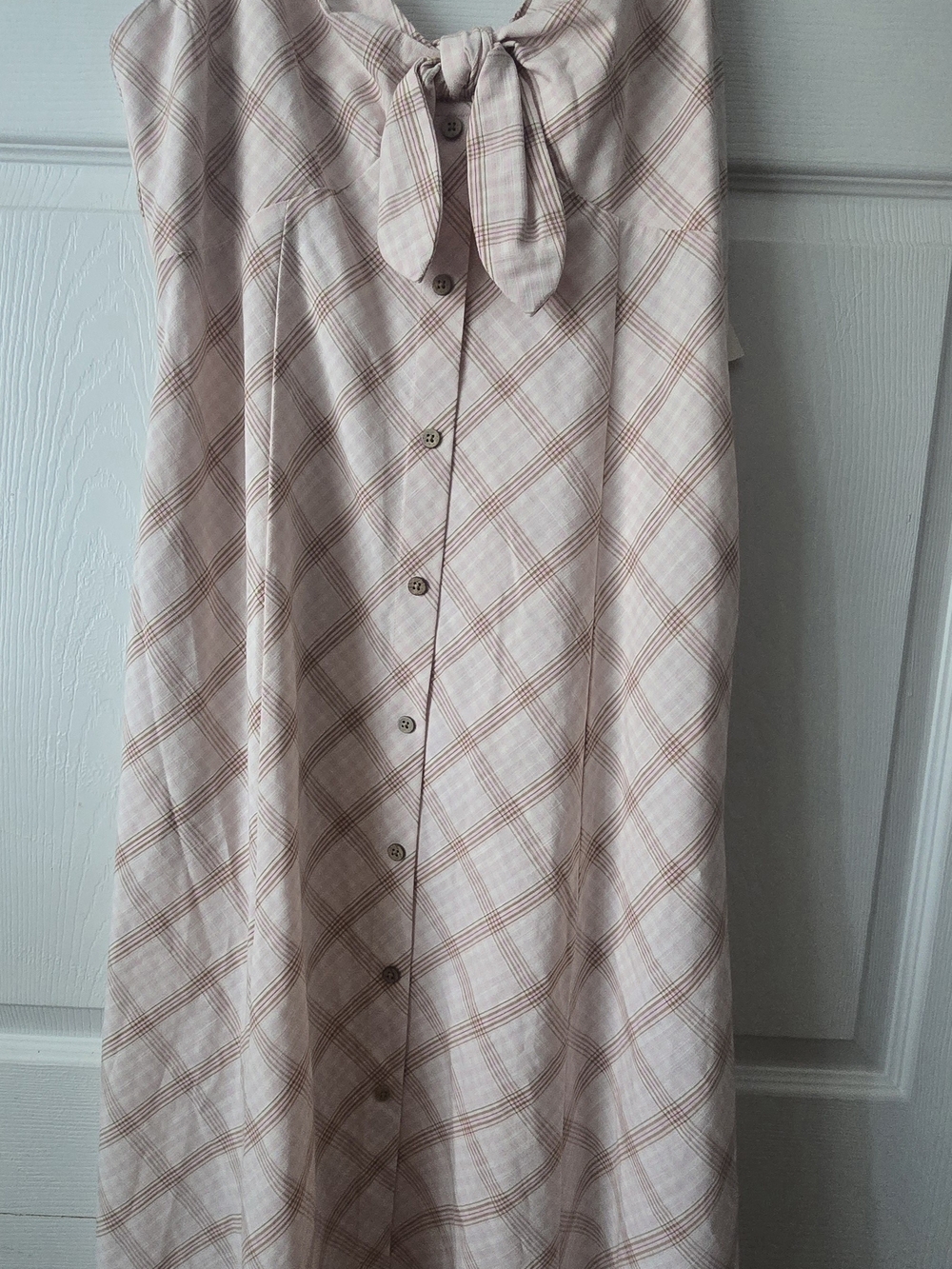 a new day Pale Pink Plaid Button-Front Midi Skirt